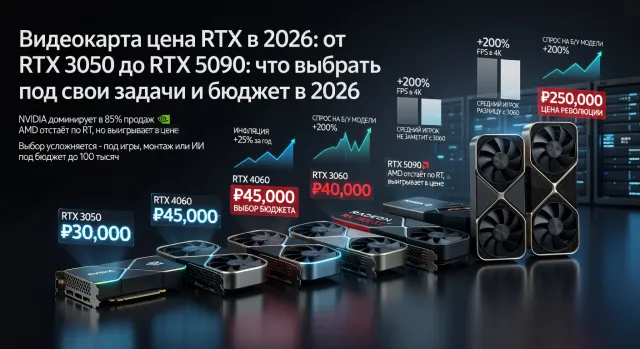 Видеокарта цена RTX в 2026: от RTX 3050 до RTX 5090: что выбрать под свои задачи и бюджет в 2026